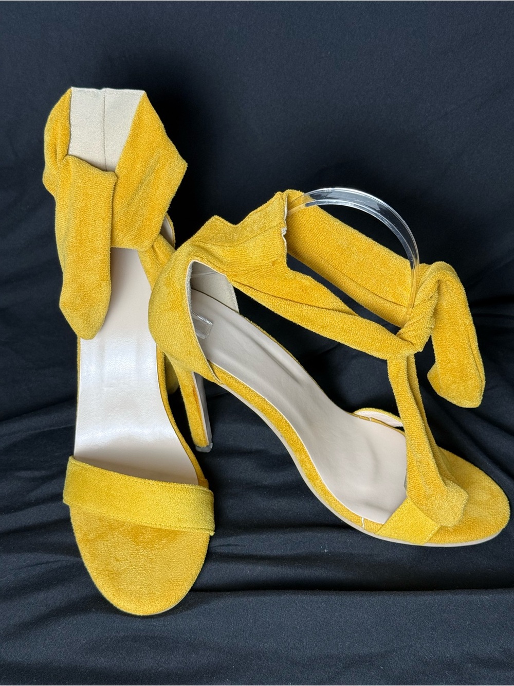 Yellow Suede Tie-Ankle Women’s Heels